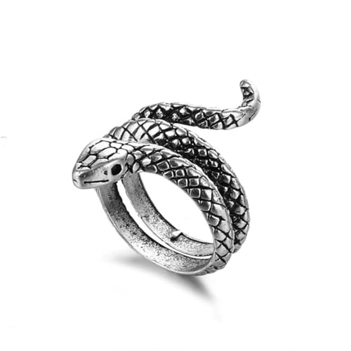 Auriselle Herren Wikinger Ring Verstellbarer Ring mit Gewundene Schlange Muster, Offene Retro Punk Hip Hop Gothic Schmuck, Unisex Vintage, Weihnachten Geschenk für Männer Jungen Damen von Auriselle