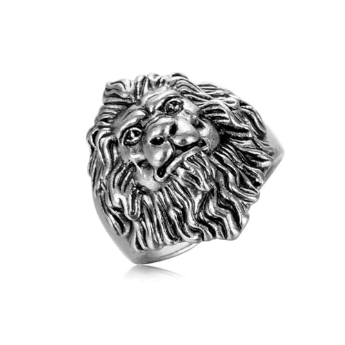 Auriselle Herrenring Verstellbar Löwenkopf Vintage Wikinger Retro Offener Ring Daumenring Gothic Punk Schmuck Geschenke für Männer Jungen Vater von Auriselle