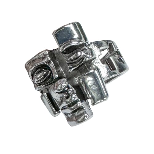 Auriselle Herrenring Verstellbar Rissige Maske Muster Vintage Wikinger Retro Geometrischer Offener Ring Daumenring Gothic Schmuck Geschenke für Männer Jungen Vater von Auriselle