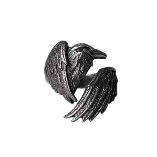 Auriselle Herrenring Verstellbar Schwarz Rabenschwingen Vintage Wikinger Retro Offener Ring Daumenring Gothic Punk Schmuck Geschenke für Männer Jungen Vater von Auriselle