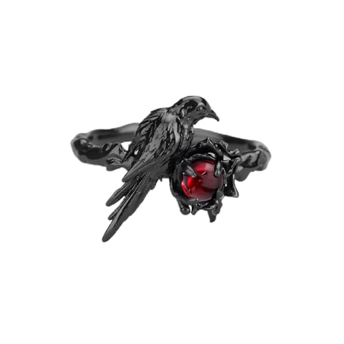 Auriselle Herrenring Verstellbar Schwarzer Rabenring Vintage Wikinger Retro Offener Ring Daumenring Gothic Punk Schmuck Geschenke für Männer Jungen Vater von Auriselle