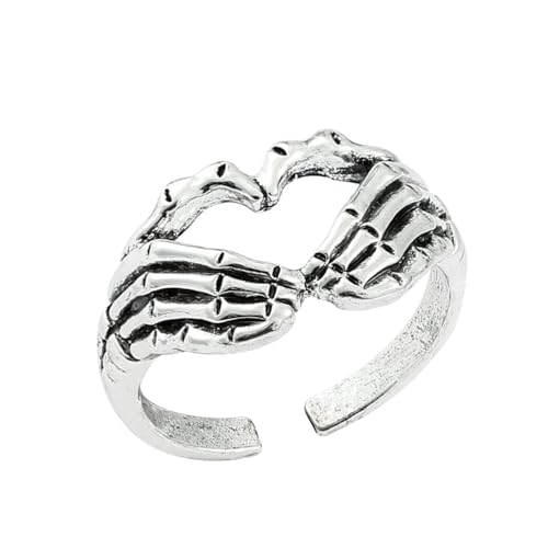 Auriselle Herrenring Verstellbar Skelett Finger Herzform Vintage Wikinger Retro Offener Ring Daumenring Gothic Schmuck Geschenke für Männer Jungen Vater von Auriselle