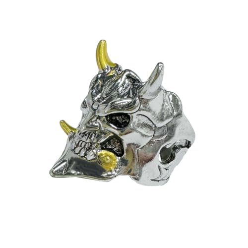 Auriselle Herrenring Verstellbar Teufel Maske Vintage Wikinger Retro Offener Ring Daumenring Gothic Schmuck Geschenke für Männer Jungen Vater von Auriselle