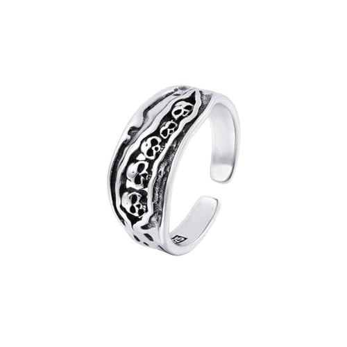 Auriselle Herrenring Verstellbar Textur Totenkopf Vintage Wikinger Retro Offener Ring Daumenring Gothic Schmuck Geschenke für Männer Jungen Vater von Auriselle