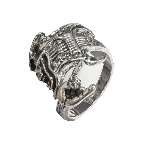 Auriselle Herrenring Verstellbar Totenkopf Gitarrist Vintage Wikinger Retro Offener Ring Daumenring Gothic Schmuck Geschenke für Männer Jungen Vater von Auriselle