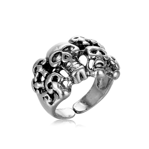 Auriselle Herrenring Verstellbar Totenkopf Rack Vintage Wikinger Retro Offener Ring Daumenring Gothic Schmuck Geschenke für Männer Jungen Vater von Auriselle