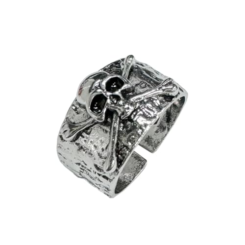 Auriselle Herrenring Verstellbar Totenkopf Vintage Wikinger Retro Offener Ring Daumenring Gothic Schmuck Geschenke für Männer Jungen Vater von Auriselle