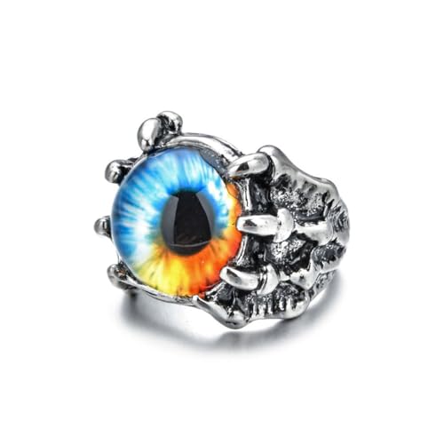 Auriselle Herrenring Verstellbar Totenkopf Zirkon Teufelsauge Vintage Wikinger Retro Offener Ring Daumenring Gothic Schmuck Geschenke für Männer Jungen Vater, Farbe von Auriselle