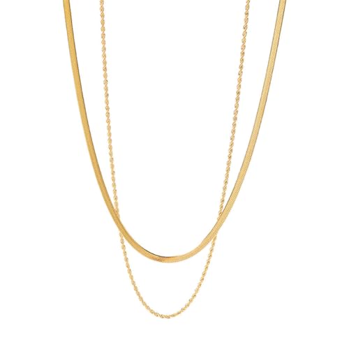 Auriselle Layering Halskette Damen, 18K Vergoldet Klingenkette Gedrehte Kette Glänzend Klassisch, Titan-Stahl Doppelkette Necklace Separat Getragen Werden Verstellbare Jewelry Schmuck Mädchen Golden Auriselle Layering Halskette Damen, 18K Vergoldet Klingenkette Gedrehte Kette Glänzend Klassisch, Titan-Stahl Doppelkette Necklace Separat Getragen Werden Verstellbare Jewelry Schmuck Mädchen Golden von Auriselle