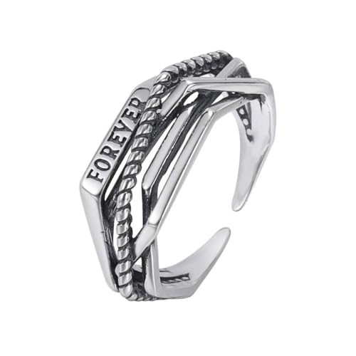 Auriselle Mehrschichtiges Ring Damen, Gravierte Buchstaben Verstellbare Öffnung Ringe Retro-Stil Größenverstellbar Daumenring Jewelry Schmuck Freundin Women Frauen Mädchen Männer Jungen, Silbern von Auriselle