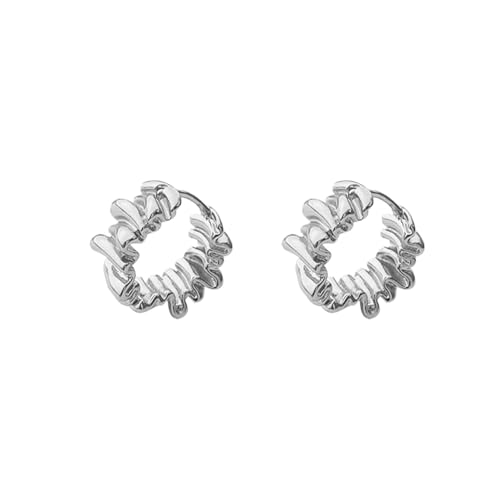 Auriselle Ohrringe Creolen für Damen Unregelmäßiges, Ohrstecker Glänzend Klassisch Hoop Earrings Runde Verstellbare Stecker Ohrhaken Jewelry Schmuck Frauen Mädchen, Silbern von Auriselle