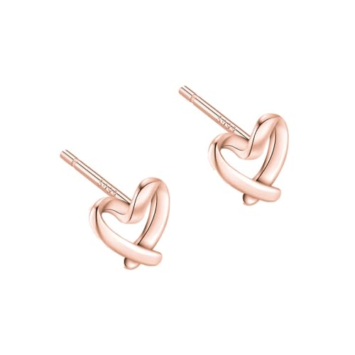 Auriselle Ohrringe Damen Durchbrochenes Liebendes Herz, Echte Silber Klassisch Earrings Herz-Ohrringe Verstellbare Ohrstecker Stecker Heart Jewelry Schmuck Frauen Mädchen, Roségold von Auriselle