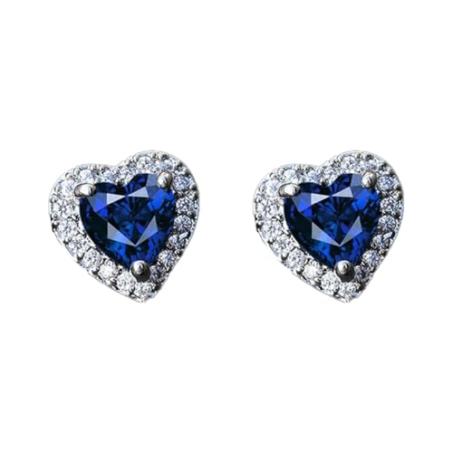 Auriselle Ohrringe für Damen Zirkonia Liebendes Herz, Zirkon Glänzend Klassisch Earrings Herz-Ohrringe Verstellbare Ohrstecker Stecker Heart Jewelry Schmuck Frauen Mädchen, Blau von Auriselle