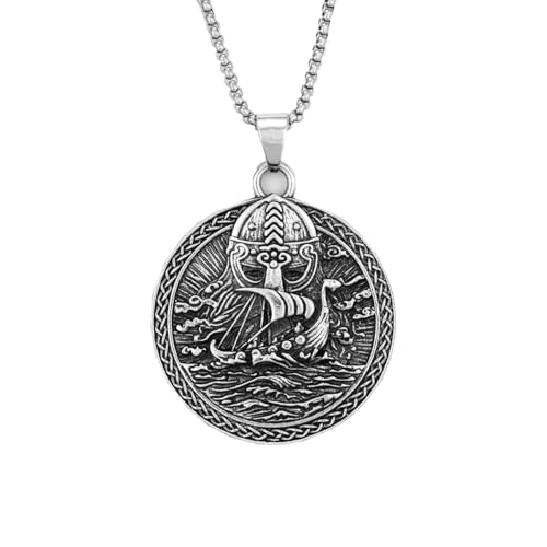 Auriselle Viking Herren-Piratenboot-Halsketten, Herren-Halsketten mit Segelboot-Vintage-Amulett-Anhänger, Herren-Kettenanhänger-Halskette für Party-Punk-Geschenk für Jungen, Länge 60 cm Auriselle Viking Herren-Piratenboot-Halsketten, Herren-Halsketten mit Segelboot-Vintage-Amulett-Anhänger, Herren-Kettenanhänger-Halskette für Party-Punk-Geschenk für Jungen, Länge 60 cm von Auriselle