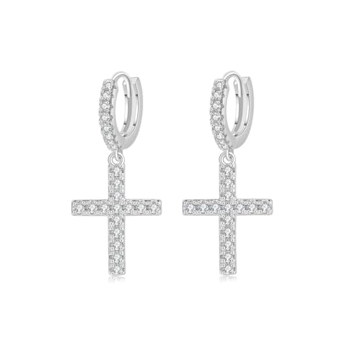 Auriselle Zirkonia Kreuz Anhänger Ohrringe Herren, Gotische Ohrringe Kreuz Damen Manner, Unisex Geschenk für Jubiläum Geburtstag Weihnachten, Silber Auriselle Zirkonia Kreuz Anhänger Ohrringe Herren, Gotische Ohrringe Kreuz Damen Manner, Unisex Geschenk für Jubiläum Geburtstag Weihnachten, Silber von Auriselle