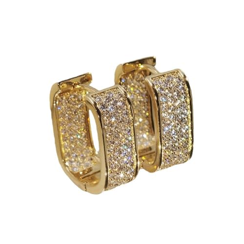 Auriselle Zirkonia Ohrringe Creolen Damen U-förmiges-Ohrbügel, Ohrstecker Zirkon Glänzend Klassisch Hoop Earrings Runde Verstellbare Stecker Ohrhaken Jewelry Schmuck Frauen Mädchen, Goldene von Auriselle
