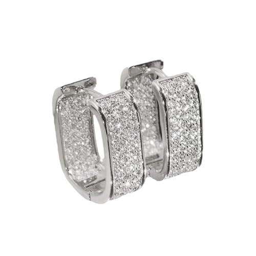 Auriselle Zirkonia Ohrringe Creolen Damen U-förmiges-Ohrbügel, Ohrstecker Zirkon Glänzend Klassisch Hoop Earrings Runde Verstellbare Stecker Ohrhaken Jewelry Schmuck Frauen Mädchen, Silbern von Auriselle