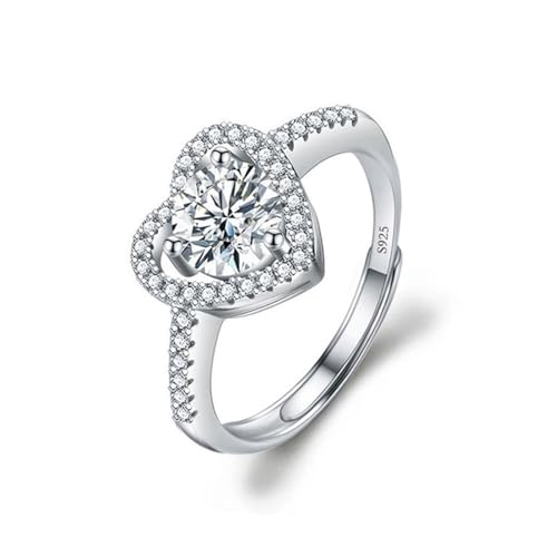 Auriselle Zirkonia Ring Damen, Herzförmiges Zirkon Glänzend Verstellbare Öffnung Ringe Größenverstellbar Daumenring Jewelry Schmuck Eheringe Hochzeitsringe Freundin Women Frauen Mädchen, Silbern von Auriselle