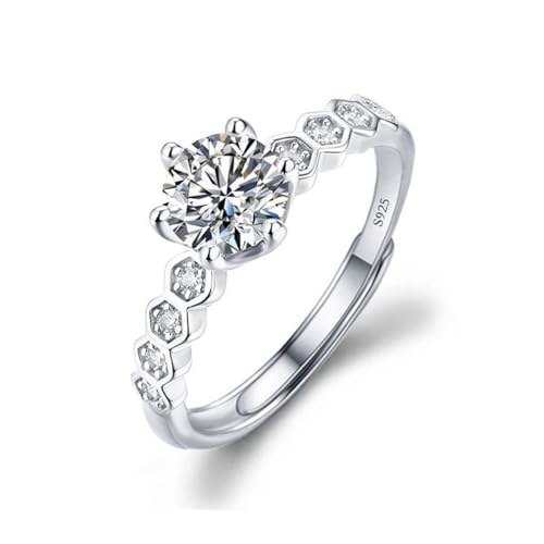 Auriselle Zirkonia Ring für Damen, Zirkon Glänzend Verstellbare Öffnung Ringe Größenverstellbar Daumenring Jewelry Schmuck Eheringe Hochzeitsringe Antragsring Freundin Women Frauen Mädchen, Silbern von Auriselle