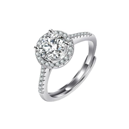 Auriselle Zirkonia Ring für Damen, Zirkon Glänzend Verstellbare Öffnung Ringe Rundes Größenverstellbar Daumenring Jewelry Schmuck Eheringe Hochzeitsringe für Freundin Women Frauen Mädchen, Silbern von Auriselle