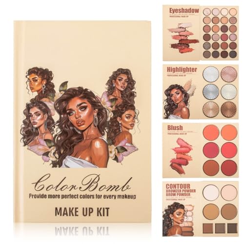 24-Color Eyeshadow Palette, 5-Layer Book-Style Makeup Palette, Multi-functional Beauty Makeup Book with Matte & Shimmer Eyeshadows (A) von Auriskin