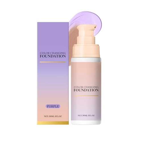 Color Changing Foundation, Farbwechselnde Foundation für Reife Haut, Foundation Color Changing Makeup, Leichter, Nicht Fettender Gesichts-Concealer für Frauen (Purple) von Auriskin