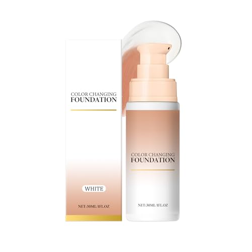 Color Changing Foundation, Farbwechselnde Foundation für Reife Haut, Foundation Color Changing Makeup, Leichter, Nicht Fettender Gesichts-Concealer für Frauen (White) von Auriskin