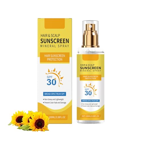 Haar Kopfhaut Sonnenschutz Mineral Spray, Kopfhautschutzspray Sonnenschutz LSF 30+, Haut-Sonnenschutz In ReisegrößE Verhindert Verblassen Und Trockenheit - Leicht Und Nicht Fettend (1) von Auriskin