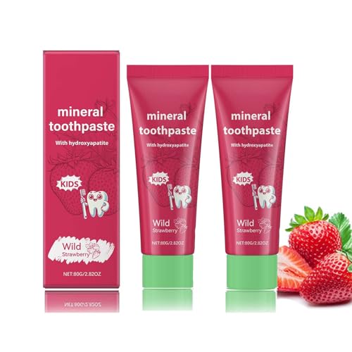 Natural Probiotic Hydroxylapatit Zahnpasta für Kids, Kinder Hydroxyapatite Toothpaste Mit Fruchtiger Erdbeere, Geeignet füR Erwachsene & Kinder Hilft Bei Empfindlichen ZäHnen (2) von Auriskin
