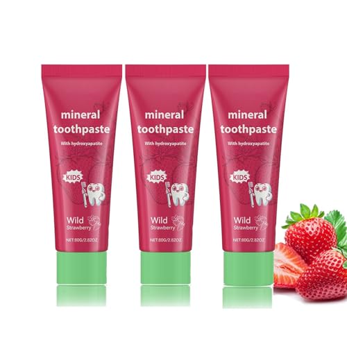 Natural Probiotic Hydroxylapatit Zahnpasta für Kids, Kinder Hydroxyapatite Toothpaste Mit Fruchtiger Erdbeere, Geeignet füR Erwachsene & Kinder Hilft Bei Empfindlichen ZäHnen (3) von Auriskin