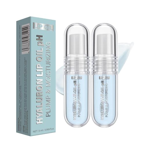 Plumping Lippengloss, Hydrating Lippenöl für Frauen, Glänzend Klarer Lipgloss, Lang Anhaltend Pflegend und Feuchtigkeitsspendend (2pc) von Auriskin