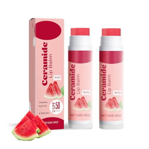 Watermelon Tinted Lip Balm SPF 50, Getönter Lippenbalsam-Stift, Feuchtigkeitsspendend und mit Hyaluronsäure für Trockene Lippen (2) von Auriskin