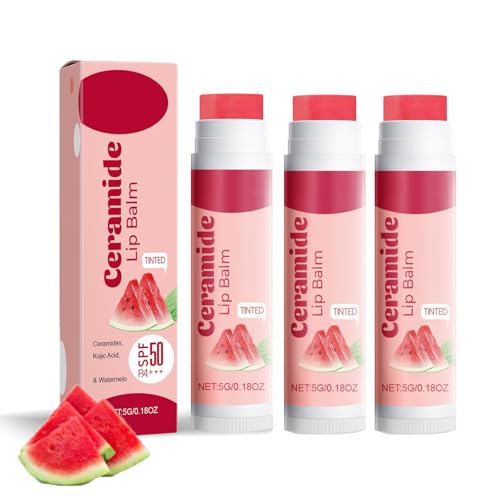 Watermelon Tinted Lip Balm SPF 50, Getönter Lippenbalsam-Stift, Feuchtigkeitsspendend und mit Hyaluronsäure für Trockene Lippen (3) von Auriskin