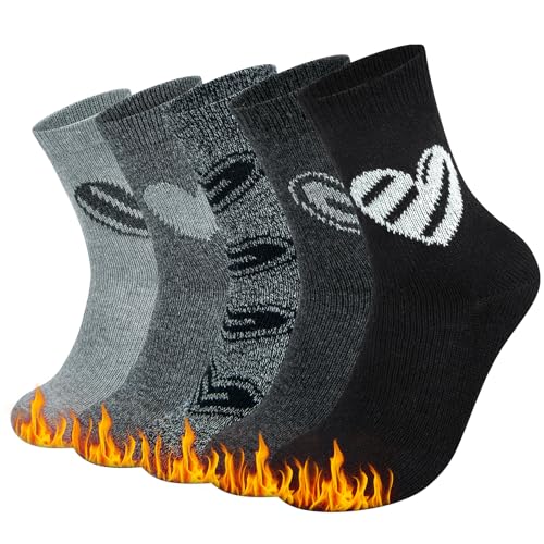 Aurmly Damen Winter Wollsocken 5 Paar, Warme Wolle Thermosocken Atmungsaktiv Wandersocken Dick Wintersocken Thermo Sportsocken für Outdoor Trekking, EU35-41 von Aurmly
