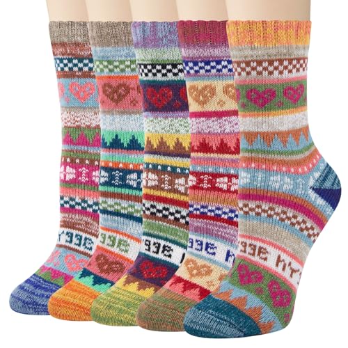 Aurmly Damen Winter Wollsocken Thermische Weiche Socken 5 Paar Warme Socken für Damen Größe 35-41 von Aurmly