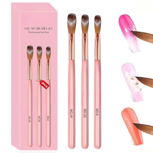 3 Stück Acryl Nagel Pinsel Set - Professionelle Nail Art Pinsel für Gel, Acrylpulver & French Manicure - Geschenk für Frauen von AurolaGlow