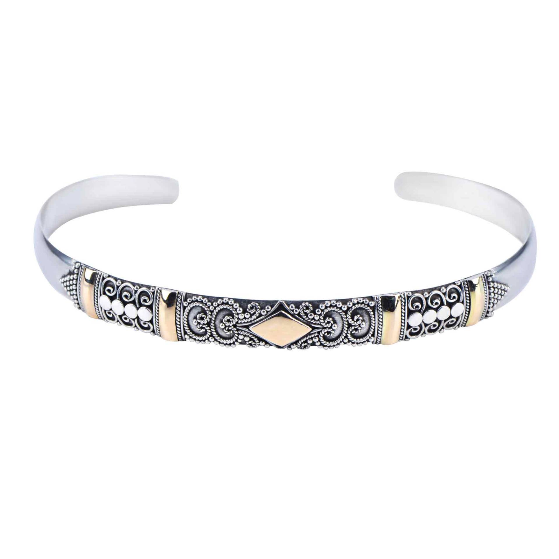 Bali Silber Armband | Armreif Mit Akzenten 18 Karat Gold Bestes Geschenk Für Sie Bali Silber Armband | Armreif Mit Akzenten 18 Karat Gold Bestes Geschenk Für Sie von Aurolius