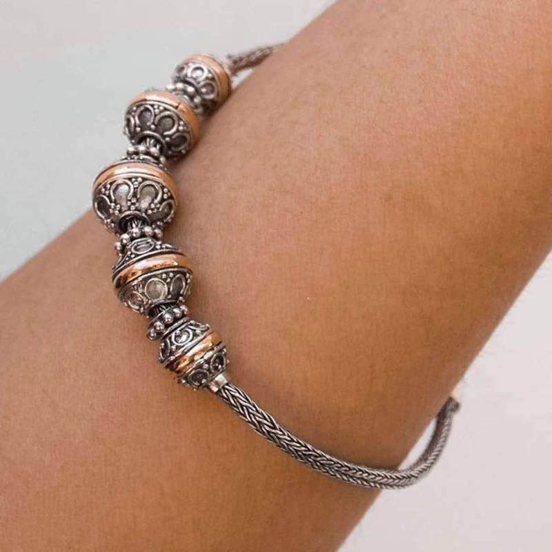 Bali Silber Armband Byzantinerkette Mit 18 K Gold | Hanmade Schmuck Kostenloser Versand Bali Silber Armband Byzantinerkette Mit 18 K Gold | Hanmade Schmuck Kostenloser Versand von Aurolius