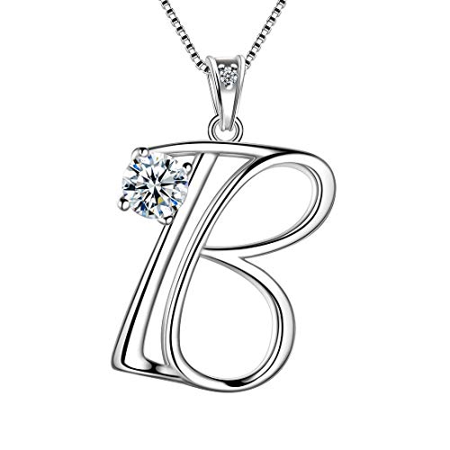 Aurora Tears 925 Sterling Silber Buchstabe B Halsketten Zirkonia Alphabet Initial B Anhänger Schmuck für Frauen und Mädchen DP0166B von Aurora Tears