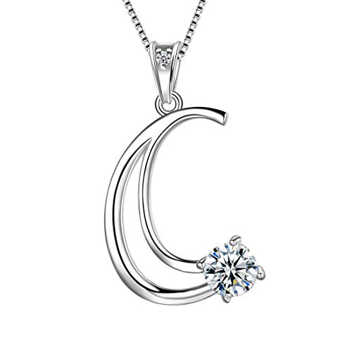 Aurora Tears 925 Sterling Silber Buchstabe C Halsketten Zirkonia Alphabet Initial C Anhänger Schmuck für Frauen und Mädchen DP0166C von Aurora Tears