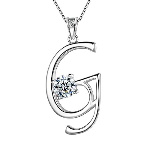 Aurora Tears 925 Sterling Silber Buchstabe G Halsketten Zirkonia Alphabet Initial G Anhänger Schmuck für Frauen und Mädchen DP0166G von Aurora Tears