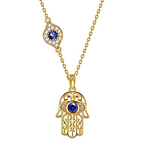 Aurora Tears 925 Sterling Silber Hamsa Fatima Hand Halskette Ohrstecker Evil Eye Anhänger Ohrring mit CZ Dating für Frauen DP0125Y von Aurora Tears