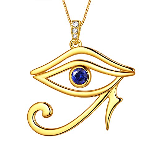 Aurora Tears Ägyptisches Auge des Horus Halsketten 925 Sterling Silber Evil Eye Anhänger 18 Karat vergoldeter Schmuck für Männer und Frauen DP0295Y von Aurora Tears