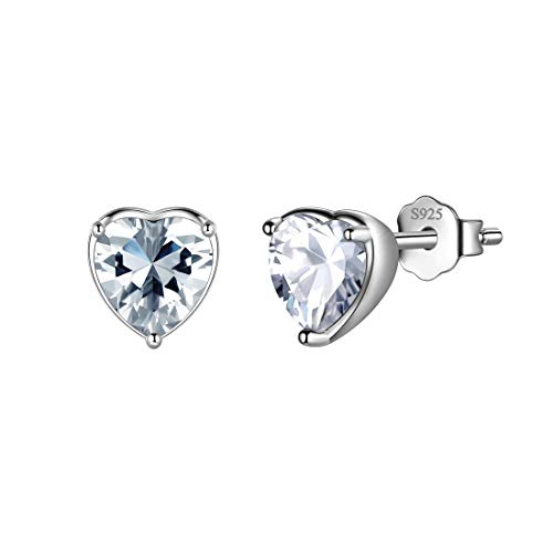 Aurora Tears April Birthstone Stud Earrings Love Heart 925 Sterling Sliver Heart-shaped Birthstone Earring Birth Stone Jewelry Gifts for Women and Men DE0228W von Aurora Tears