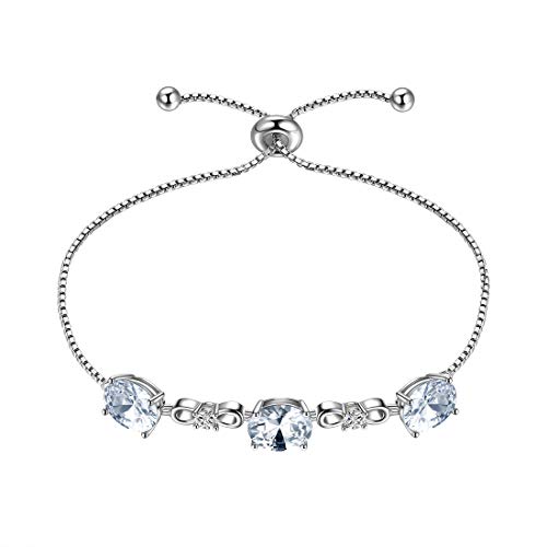 Aurora Tears April Birthstone Adjustable Bracelets 925 Sterling Sliver Birthstone Bracelet Charm Birth Stone Jewelry Gifts for Women and Girls DB0112W von Aurora Tears