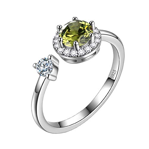 Aurora Tears August Birthstone verstellbare Ringe 925 Sterling Splitter Birthstone offenen Ring Geburt Stein Schmuck für Frauen und Männer DR0090A von Aurora Tears