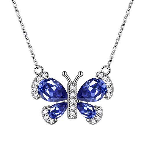 Aurora Tears Blau Schmetterling Halskette Frauen 925 Sterling Silber Tier Schmetterlinge Dezember Birthstone Tansanit Anhänger Kristall Hochzeit Schmuck DP0287D von Aurora Tears