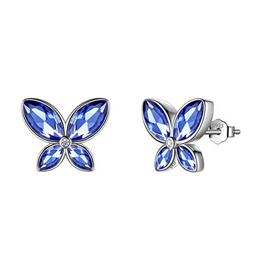 Aurora Tears Blau Schmetterling Ohrstecker Frauen 925 Sterling Silber Tier Schmetterlinge Dezember Birthstone Tansanit Ohrstecker Kristall Hochzeit Geburtstag Schmuck DE0229D von Aurora Tears