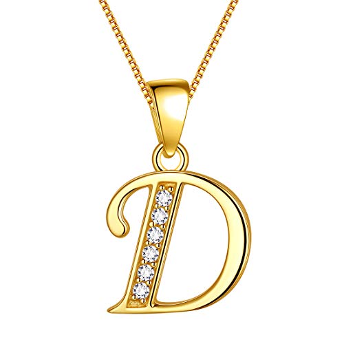 Aurora Tears Buchstabe D Halskette 925 Sterling Silber 18 Karat vergoldet Initiale D Alphabet Anhänger mit Zirkonia Schmuck Dating Geschenke für Frauen DP0045D-Y von Aurora Tears