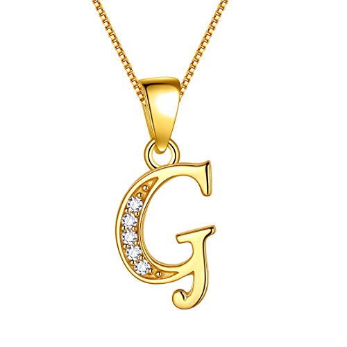 Aurora Tears Buchstabe G Halskette 925 Sterling Silber 18 Karat vergoldet Initiale G Alphabet Anhänger mit Zirkonia Schmuck Dating Geschenke für Frauen DP0045G-Y von Aurora Tears